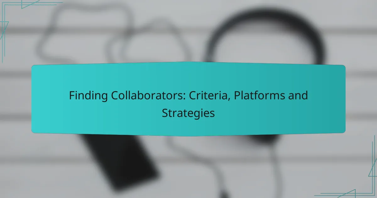 Finding Collaborators: Criteria, Platforms and Strategies