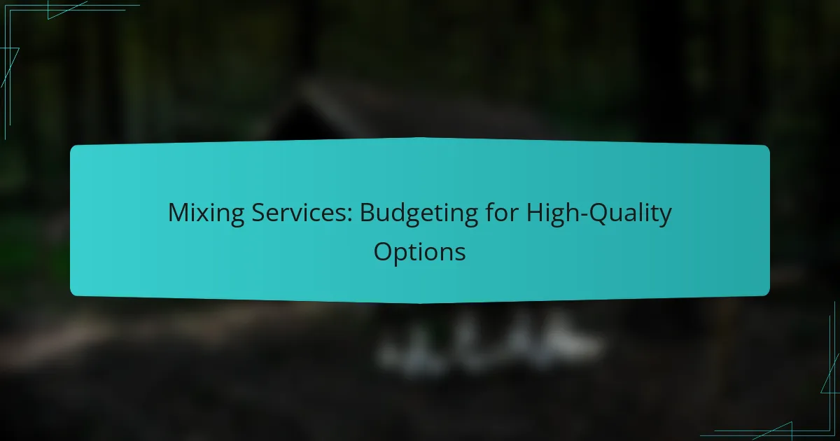 Mixing Services: Budgeting for High-Quality Options