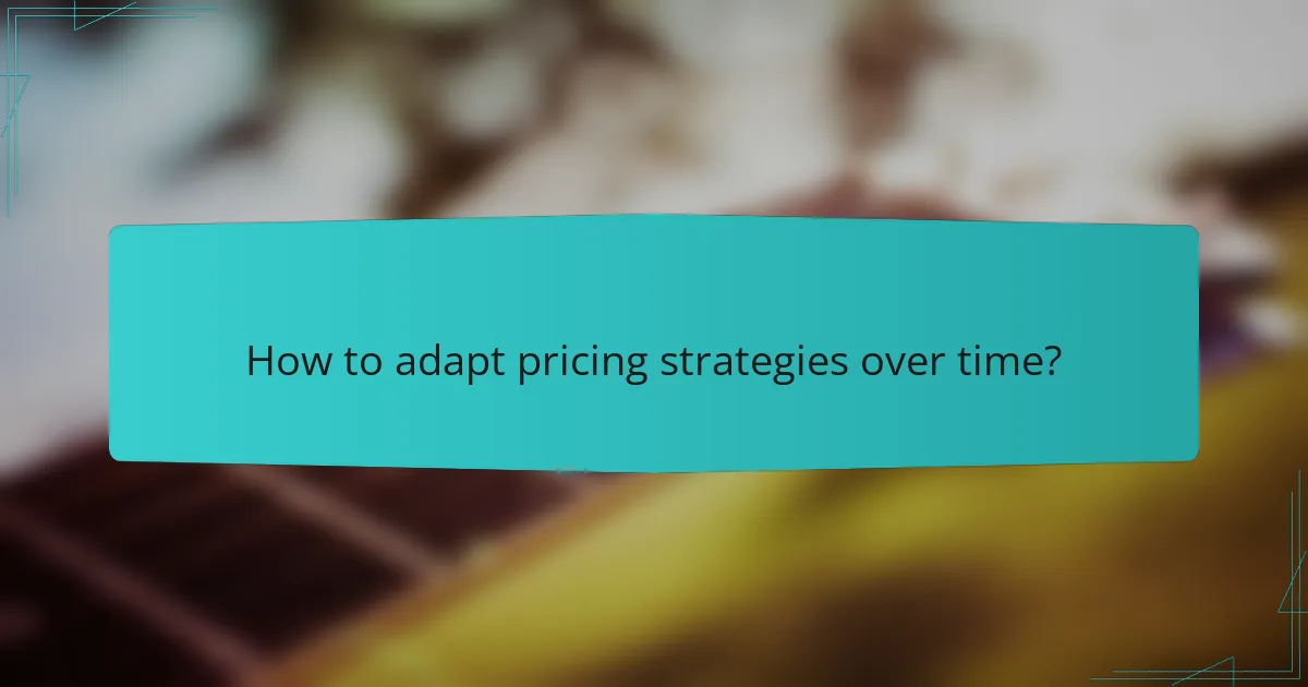 How to adapt pricing strategies over time?